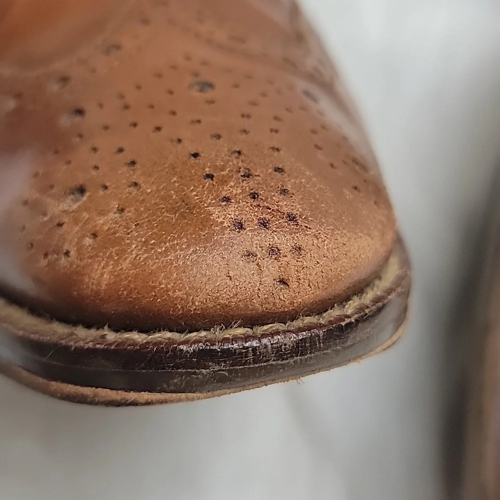 COLE HAAN Grand OS Madison Tan‎ Leather Wingtip Lace Up Oxford Dress Shoes 10